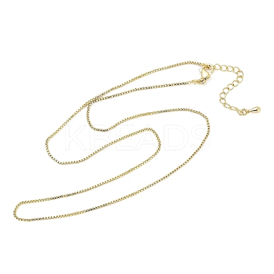 Rack Plating 1MM Brass Box Chain Necklaces for Women LS-NJEW-H049-02G-1