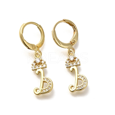 Brass Clear Cubic Zirconia Hoop Earrings EJEW-M045-01B-1