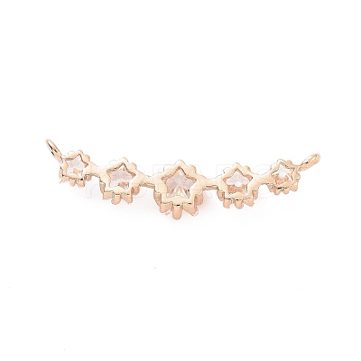 Brass Pave Clear Cubic Zirconia Connector Charms ZIRC-K088-14KCG-1