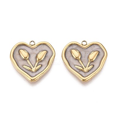 304 Stainless Steel and Enamel Pendants STAS-T068-82A-1
