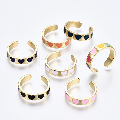 Brass Enamel Cuff Rings RJEW-S045-076-NR-1