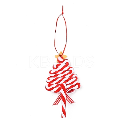 Christmas Tree Lollipop Handmade Polymer Clay Pendant Decorations HJEW-P017-02C-1
