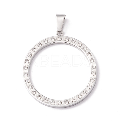 304 Stainless Steel Rhinestone Pendants STAS-P302-01P-1