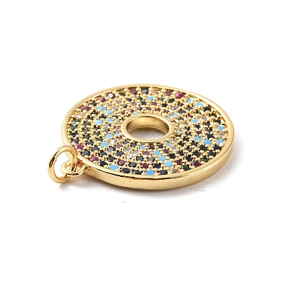 Rack Plating Brass Micro Pave Colorful Cubic Zirconia Pendants KK-F852-17G-02-1