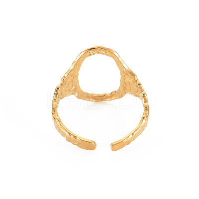 Ion Plating(IP) 304 Stainless Steel Open Oval Wide Cuff Ring for Women X-RJEW-S405-167G-1