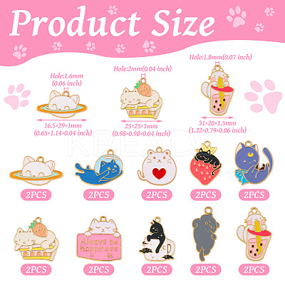 20Pcs 10 Colors Cute Alloy Pendants ENAM-TA0001-91-1