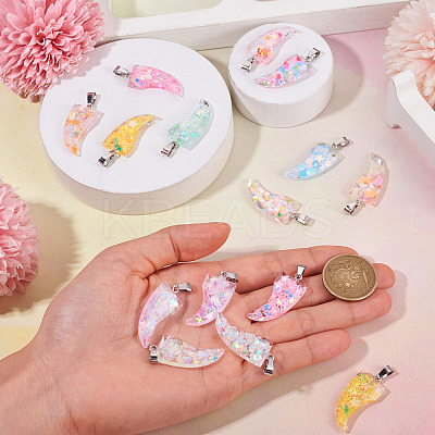 15Pcs Luminous Resin Sequins Pendants RESI-TA0004-20A-1