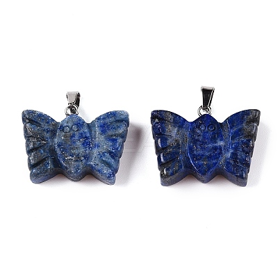 Natural Lapis Lazuli Carved Butterfly Pendants G-N342-01C-1