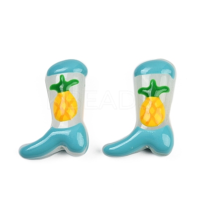 Boot Baking Paint Glass Enamel  Beads LAMP-C020-02E-1