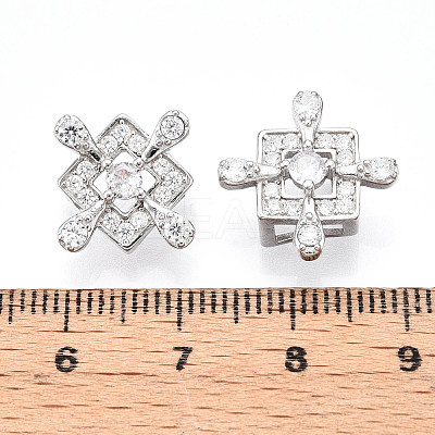 925 Sterling Silver Micro Pave Clear Cubic Zirconia Slide Charms STER-T007-145P-1