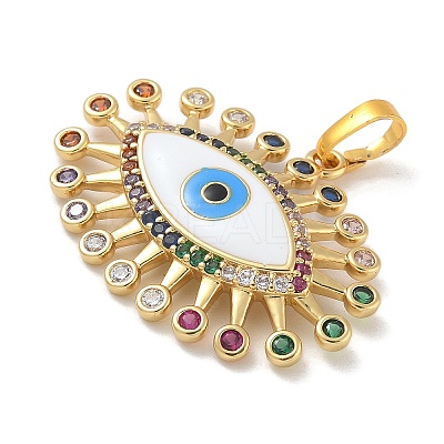Rack Plating Brass Micro Pave Cubic Zirconia with Enamel Pendants KK-G515-46G-1