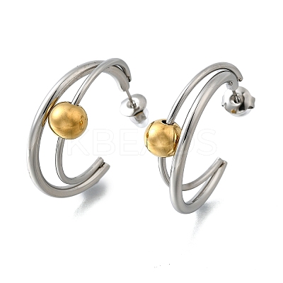 304 Stainless Steel Two Tone Stud Earrings EJEW-S263-02GP-1