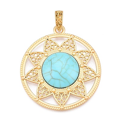 Rack Plating Alloy with Resin Big Pendants PALLOY-T090-34G-1