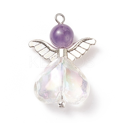 Natural Amethyst AB Color Acrylic Pendants PALLOY-TA00001-01-1