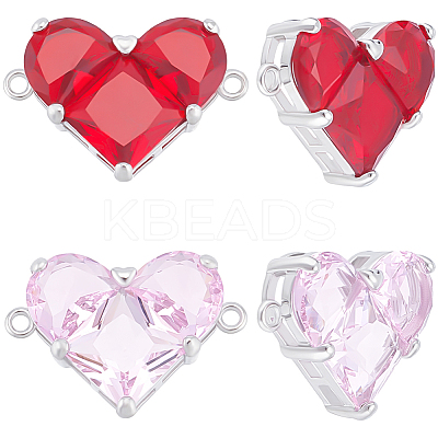 4Pcs 2 Colors Brass Pave Cubic Zirconia Connector Charms KK-BBC0018-42P-1