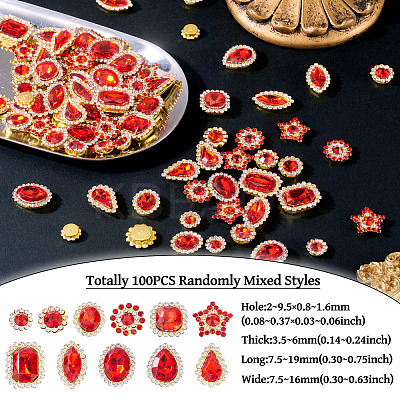 100Pcs Teardrop/Heart/Star Sew on Rhinestones GACR-TA0001-07B-1