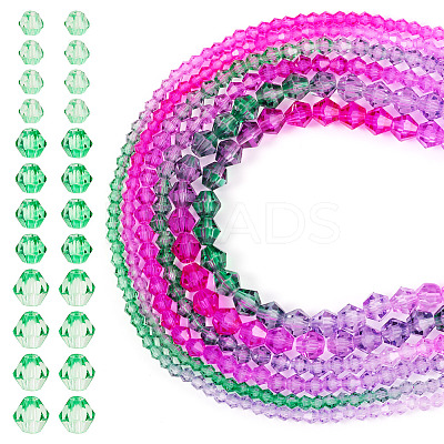 12 Strands 3 Styles Gradient Color Baking Paint Glass Bead Strands DGLA-TA0001-21F-1