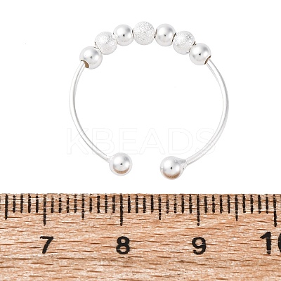 Rotatable 925 Sterling Silver Open Cuff Rings RJEW-S624-06S-1