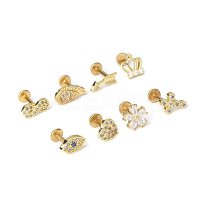 Brass Micro Pave Clear Cubic Zirconia Cartilage Earrings WGF4DCF-16-1