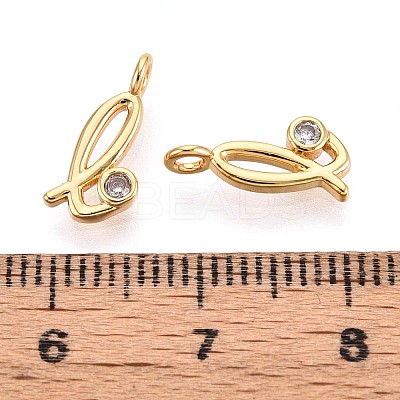 Brass Micro Pave Cubic Zirconia Charms KK-N263-97G-L-1