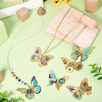 6Pcs 6 Styles Rack Plating Alloy Enamel Big Pendants ENAM-TA0002-76-1