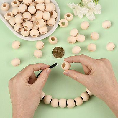 Natural Unfinished Wood Beads WOOD-PA0001-16B-1