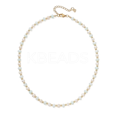 Natural Pearl and Shell Rondelle Beaded Necklaces NJEW-JN05852-1