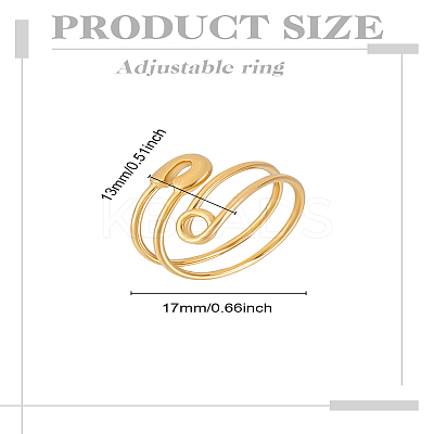 1Pc Stainless Steel Cuff Rings for Women RJEW-LP0002-26G-1