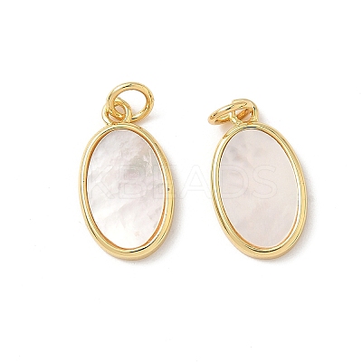 Brass Pave Natural Shell Pendants KK-L239-049G-02-1