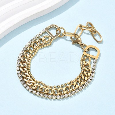 304 Stainless Steel Multi-strand Bracelets BJEW-C103-01G-1