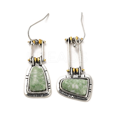 Trapezoid Synthetic Turquoise Dangle Earrings EJEW-G370-01AS-1