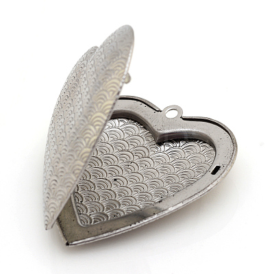 Tarnish Resistant 304 Stainless Steel Photo Locket Pendants X-STAS-S046-08-1