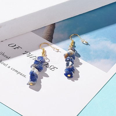 Natural Sodalite Chip Beaded Dangle Earrings EJEW-JE04788-13-1