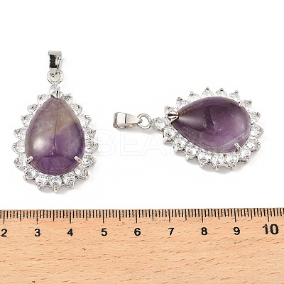 Natural Amethyst & Rhinestone Pendants G-K338-31P-12-1
