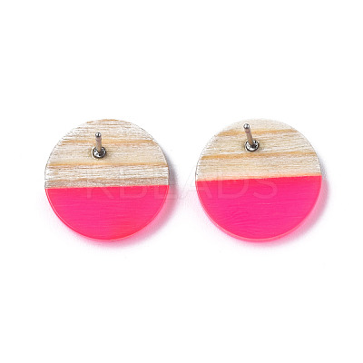 Transparent Resin & Wood Stud Earrings EJEW-N017-003A-D05-1