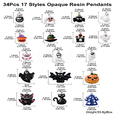 34Pcs 17 Styles Opaque Resin Pendants RESI-CJ0003-05-1