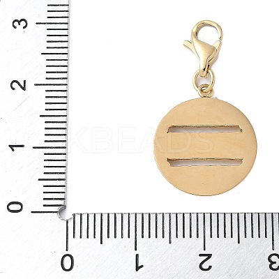 304 Stainless Steel Rhinestone Flat Round Pendant Decoration STAS-S165-36G-1