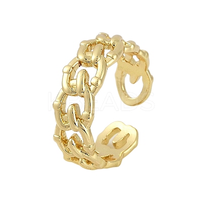 Hollow Rack Plating Brass Open Cuff Rings RJEW-D080-02G-1