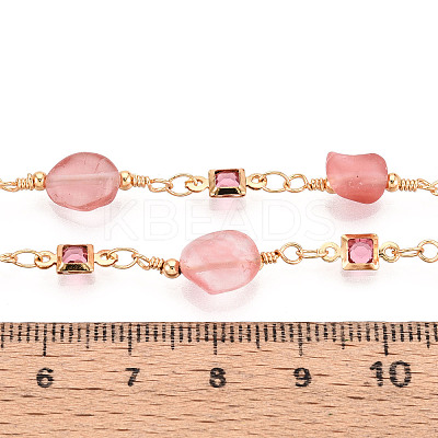 Handmade Brass Glass Square Link Chains CHC-T017-03-1