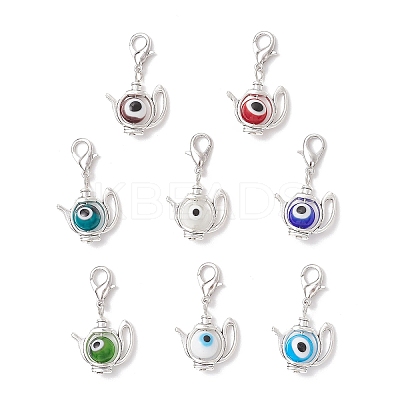 Kettle Alloy Pendant Decorations HJEW-JM03384-1