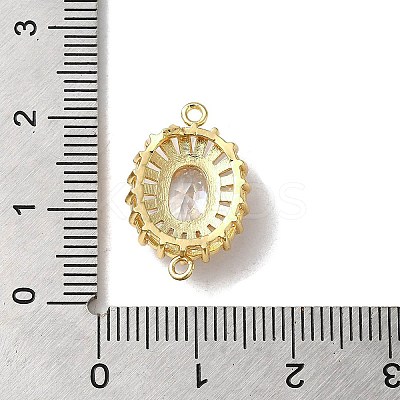 Brass Pave Clear Glass Rhinestone Connector Charms KK-B079-12G-1