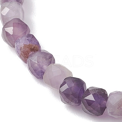 Natural Amethyst Cube Beads Stretch Bracelets for Women BJEW-JB13179-01-1