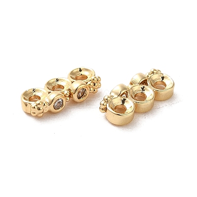 Brass Micro Pave Clear Cubic Zirconia Slide Charms KK-G481-01G-1