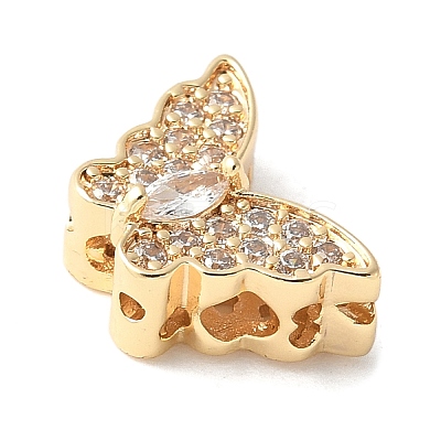 Brass Micro Pave Cubic Zirconia Beads KK-A253-10G-1