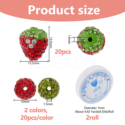 Handmade Polymer Clay Rhinestone Beads DIY-DC0003-65-1
