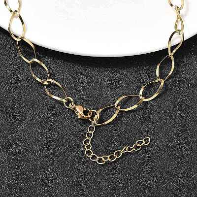 304 Stainless Steel Teardrop Link Chain Necklaces for Women Men NJEW-A058-02G-1