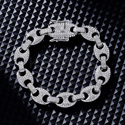 Hip-hop Alloy Micro Pave Cubic Zirconia Link Chain Bracelets for Women LS-KD4183-2-1