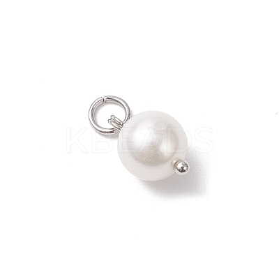 Shell Pearl Round Charms PALLOY-JF04476-02-1