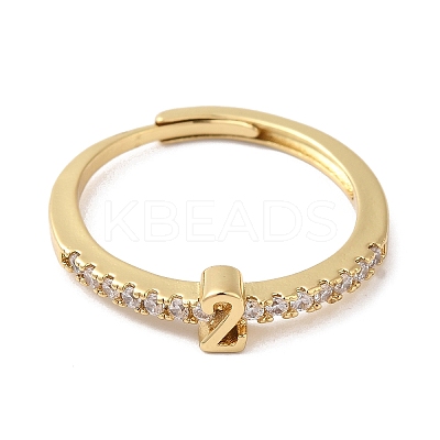 Rack Plating Brass Clear Cubic Zirconia Number 2 Adjustable Rings for Women RJEW-S407-09G-02-1