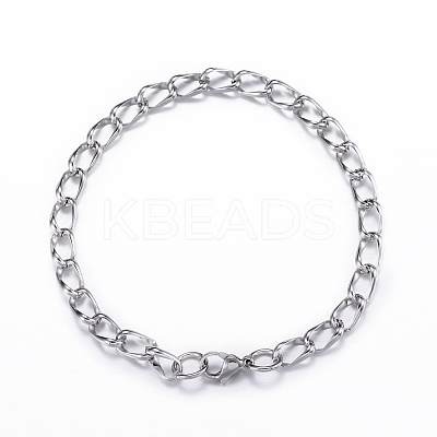 Tarnish Resistant 304 Stainless Steel Curb Chain Bracelets LS-BJEW-P064-28P-1